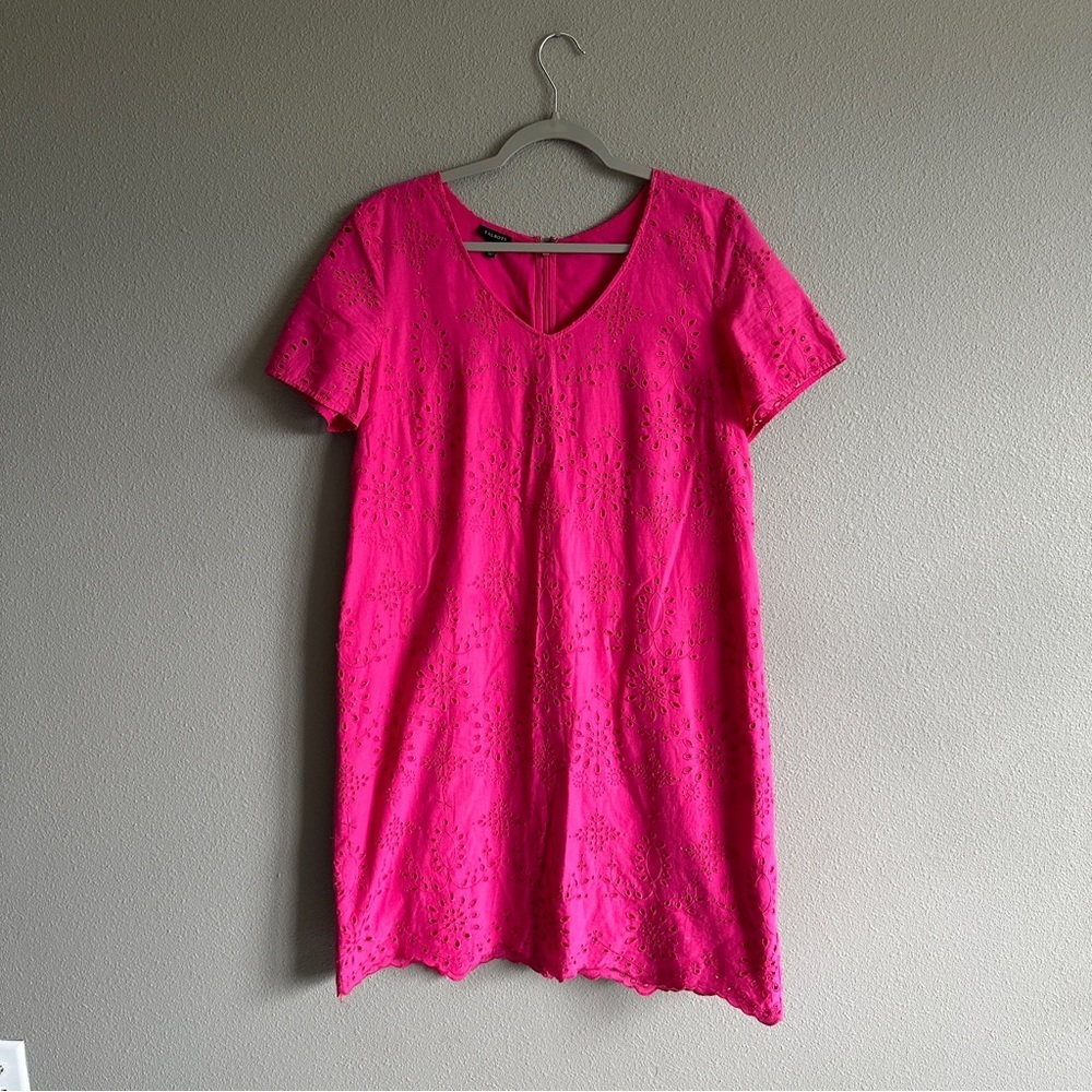 Talbots Pink Eyelet Lace Sheath Midi Dress  14